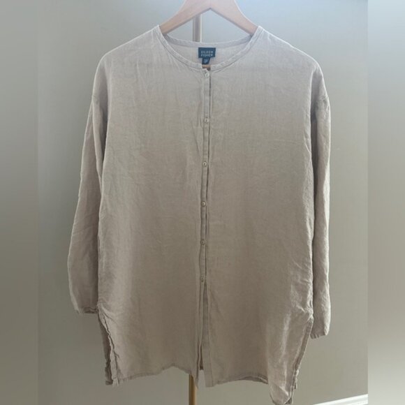 Eileen Fisher Linen Button-Down Tunic – Size Small | Natural Linen - Picture 3 of 6
